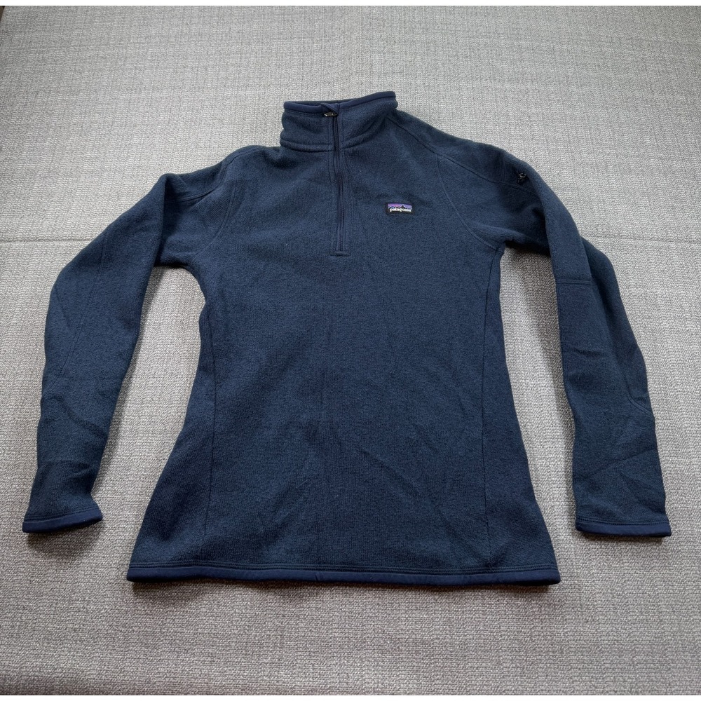 Patagonia Better Sweater Womens XS Navy Blue Fleece Lined Mock Neck Quarter Zip